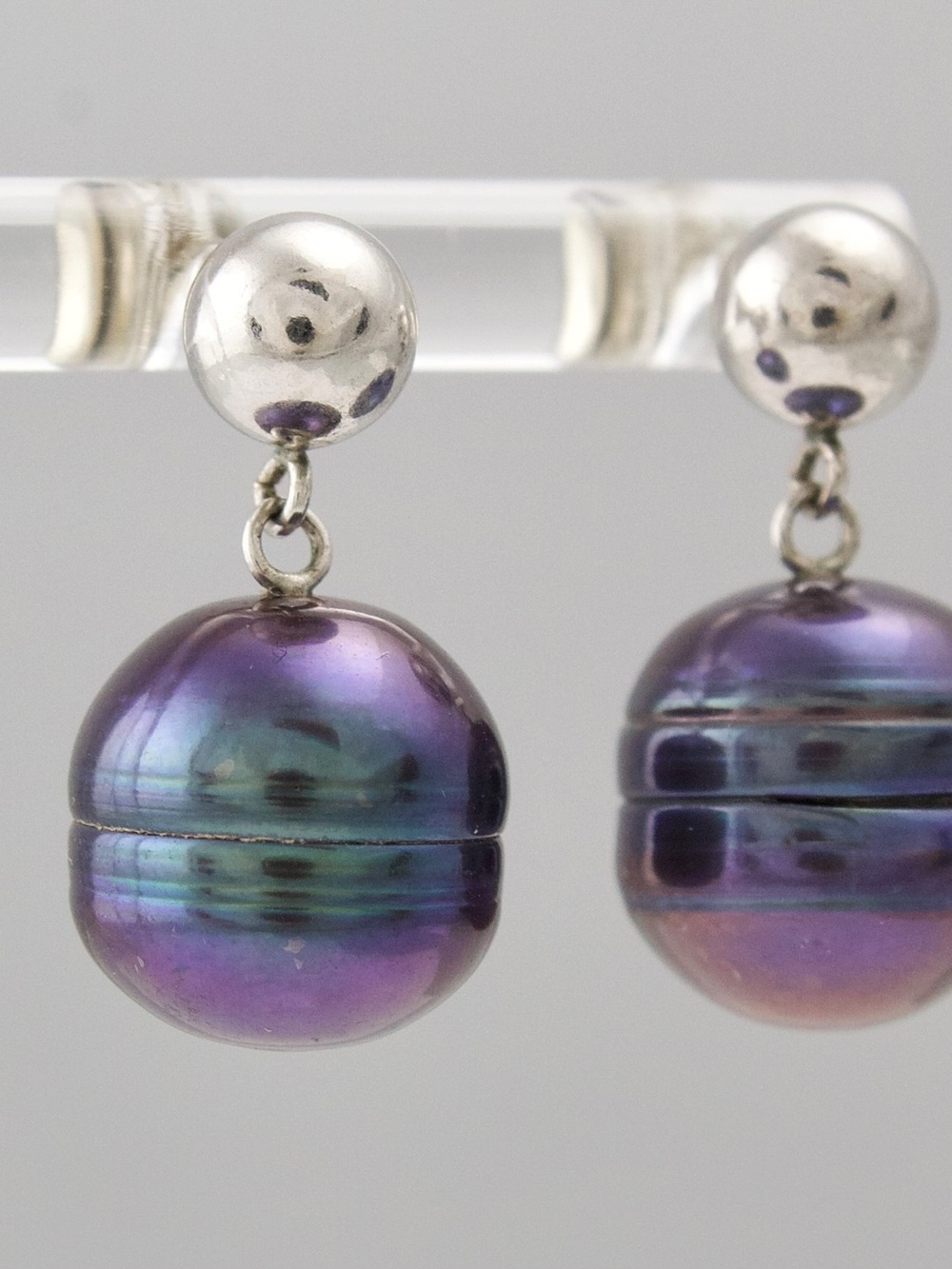 Honora Sterling Silver Peacock Purple Pearl Dangle Earrings
